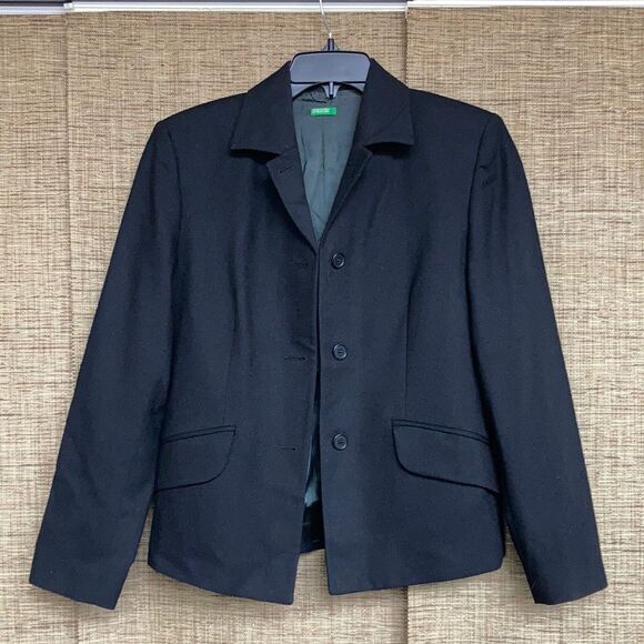 Vintage United Colors of Benetton black wool blazer jacket - Picture 1 of 6
